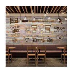 Tự dính trang trí hình nền cà phê cửa hàng sticker mural 3d