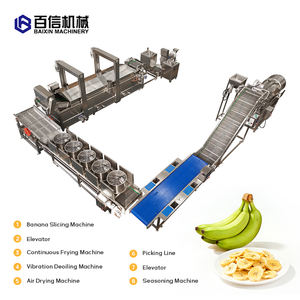 Ligne de production semi-automatique de chips de banane, de qualité alimentaire, avec pelage de banane, en acier inoxydable 304, haut rendement - Product Image 1