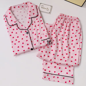 Pyjamas de haute qualité 2024, pyjama élégant pour femme, noir, luxueux, manches longues, ensemble mignon, pyjamas Mujer, imprimé satin de soie, chemises de nuit pour femmes - Product Image 2