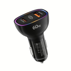 Chargeur de voiture 60W le plus vendu, charge rapide, adaptateur secteur A+C, chargeur de voiture Type C pour smartphones - Product Image 1