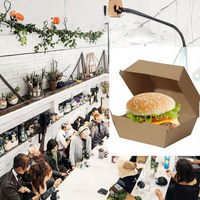 Boîte à hamburger rectangulaire en carton ondulé de qualité alimentaire, écologique, jetable, Realpack, design personnalisable, flexographie offset