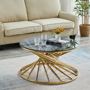 Modern large round gold base new designer luxury center coffee table for living room