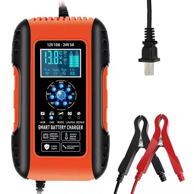 7-Segment Digital Display Intelligent Smart Car Battery Charger 12V/24V Motorcycle Lead Acid Fast Charger Power Accessories