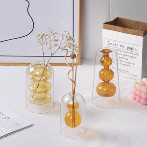 Nouveau Vase en Verre Créatif Minimaliste à Double Couche en Forme de Gourde à Trois Boules pour Décoration d'Intérieur et Culture Hydroponique - Product Image 1