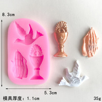 Qualité supérieure Sainte Communion Croix Trophée Moules En Silicone Paix-Colombe Fondant Gâteau Au Chocolat Décoration Fournitures Modèle En Silicone