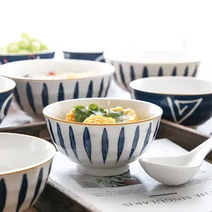 Bol en porcelaine coloré de service japonais, service de céréales et nouilles, ensemble de soupe en céramique de printemps