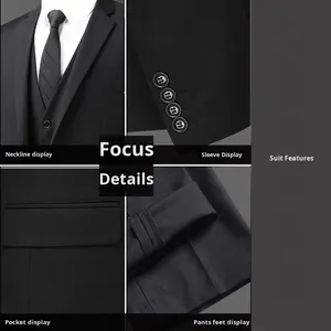 Trajes de Hombre Baratos de Fabricante, Conjunto de 3 Piezas, Blazer, Chaleco y Pantalones, Trajes Formales para Bodas y Negocios - Product Image 4