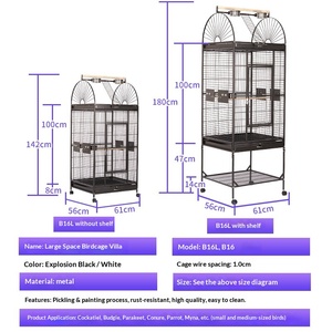 Cage à perroquets moderne et simple modèle B16 L-Large, en acier, avec étagère <span class=keywords><strong>de</strong></span> rangement et plateau coulissant, directement <span class=keywords><strong>de</strong></span> l'usine - Product Image 4