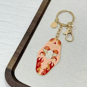 Hot bán sản phẩm mới: Mười Hai chòm sao Kim loại men Keychain, 70S motel, Bohemian phong cách - Product Image 5