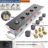 Système de douche spa de luxe en laiton avec robinets thermostatiques à 5 poignées, double jet de pluie, tête murale LED 14x20 pouces, finition noir mat