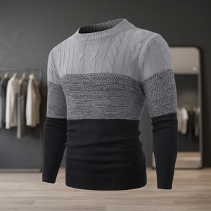 Nouvelle Collection Printemps-Automne – Pull Tricoté Homme Anti-Plis, Anti-Rétrécissement, Respirant, Chaud, à Maille Torsadée Dégradée, Manches Longues, 100% Polyester - Product Image 3