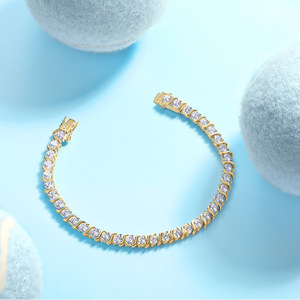 Wholesale Fine Jewelry 14k <b>Gold</b> Filled Round Cut VVS GRA Moissanite wave <b>string</b> Tennis bracelet Bulk for Women - Product Image 5