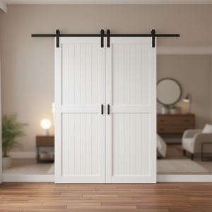 Puerta Plegable de MDF Blanca de 60 x 84 Pulgadas, Diseño de Marco en H, Kit de Herrajes Pre-Ensamblado para Dormitorio, Sala de Estar, Armario, Uso Interior - Product Image 2