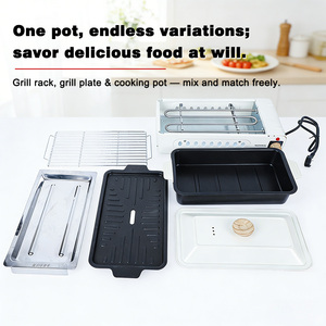 Grill <span class=keywords><strong>électrique</strong></span> et machine à fondue trois-en-un multi-puissance 1500W avec commande intégrée par bouton pour usage domestique - Product Image 2