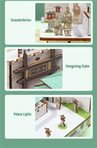 Caja de música de madera DIY de la antigua capital de Xian, rompecabezas arquitectónico 3D con pagoda y muro de ciudad, coleccionable cultural, decoración, regalo, juguete - Product Image 6