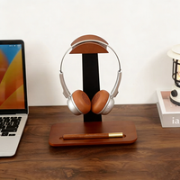 Support de casque en bois classique et tendance, portable, pour bureau, support de rangement double couche pour casque de jeu