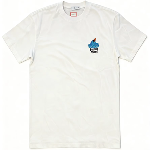T-shirt Oversize Beige in Cotone - Stampa Grafica Hawaii Surfing Vibes Stile Casual Costiero - Product Image 1