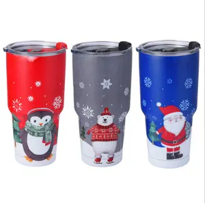 Mug Perlengkapan Minum Lucu Hadiah Natal untuk Teman-teman 30 Oz Tumbler dengan Tutup, Natal Tumbler 30 Oz Stainless Steel Mug Perjalanan