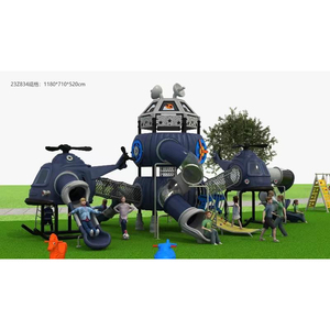 Ensemble de jeux de plein air de luxe - Toboggan, lumières, jeux, pont suspendu, ASTM EN71, tuyau galvanisé et LLDPE, OEM Pirate Ship Park Play - Product Image 3