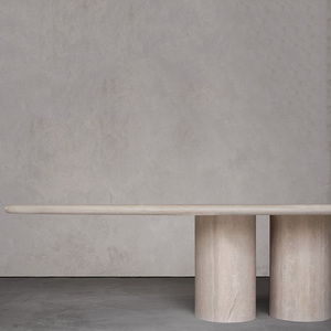 Kumusi alto lusso <span class=keywords><strong>Beige</strong></span> travertino moderno minimalista mobile lungo <span class=keywords><strong>tavolo</strong></span> da pranzo - Product Image 4