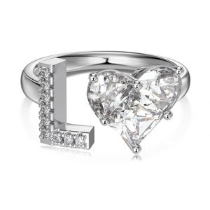 Dylam Women Statement Letters L Personalized <b>Ring</b> Hypoallergenic 18K Gold Plated 5A Cubic Zirconia <b>Adjustable</b> <b>Rings</b> for Women - Product Image 1