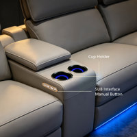 Canapé Sectionnel Électrique Haut de Gamme Moderne Fonction Zero-Wall Cuir Véritable Éponge pour Cinéma Maison Salon Audio-Visuel