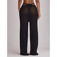 Pantalon Cache-maillot de bain en crochet pour femme, ajouré, à jambes larges, style plage bohème, pour les vacances, taille élastique, 100% coton, coupe ample