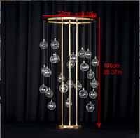Support de table en métal doré moderne, élégant, pour fleurs, centre de table de mariage avec boule suspendue, décoration de centre de table de mariage