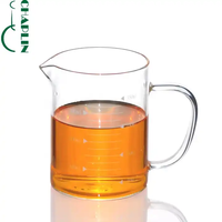 Verre gradué transparent de laboratoire 350ml 500ml 1000ml avec poignée et couvercle en bambou