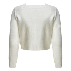 Cardigan in Cashmere da Donna Personalizzato, Nuovo Modello Invernale <span class=keywords><strong>con</strong></span> Ricami in <span class=keywords><strong>Pizzo</strong></span>, Elegante e Casual, Manica Lunga, Scollo a V, Bianco, <span class=keywords><strong>con</strong></span> Bottoni - Product Image 2