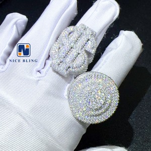 Perhiasan bagus cincin dolar penjualan terbaik iced out s925 perak moissanite hip hop cincin mode USD cincin uang untuk pria - Product Image 5