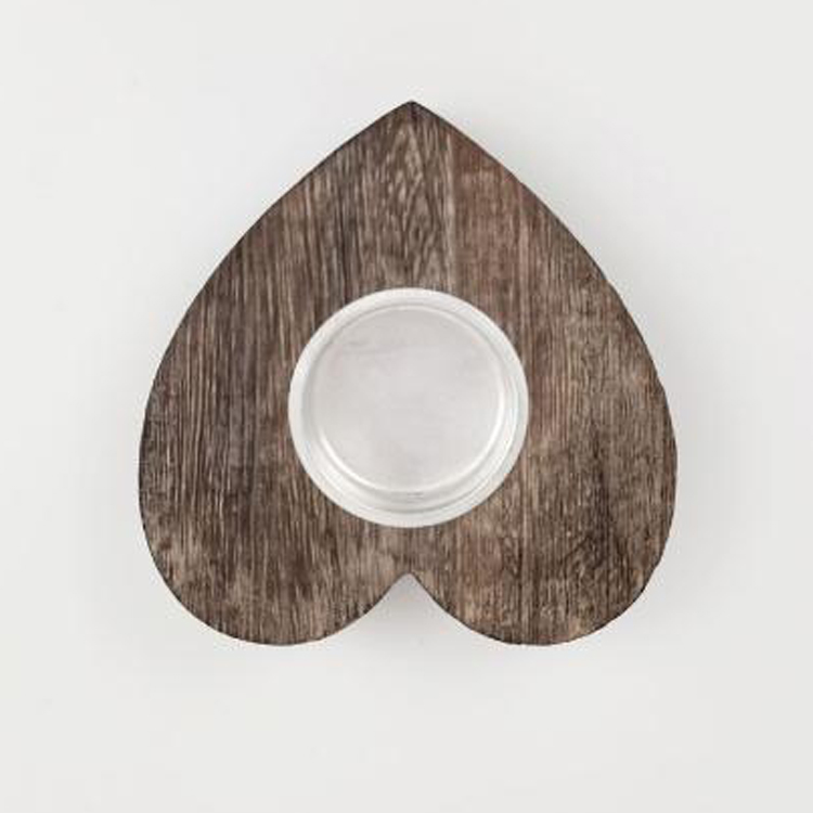Handmade Heart Shape Creative Solid Wood Rustic Wooden Candle Holder