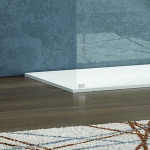 Box Doccia Moderno Kamalu 150cm con Supporti Bianchi e Vetro Rettangolare Trasparente da 8mm Stile Dritto-KW3000B - Product Image 4