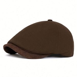 Nouvelle Collection Automne Hiver – Béret Rétro Style Japonais pour Hommes et Femmes, en Velours Côtelé avec Visière en Daim, Modèle Ivy - Product Image 6