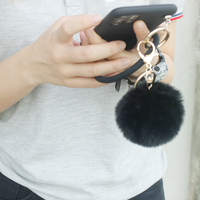 Vente flash : porte-clés de défense personnelle avec pompon de 8 cm, accessoires pour porte-clés, porte-clés pompon