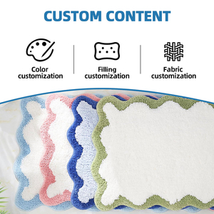 SUREWALHOME Luxury Cute Bathroom Rugs, White <strong>Bath</strong> <strong>Mat</strong> W/Black Scalloped Edge, Microfiber Aesthetic Trendy <strong>Funky</strong> Fun Preppy Rug - Product Image 6