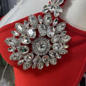 GX564 جودة فاخرة أزياء مثير Nigh أو غير النظامية Diamoud قطعة واحدة جمبسوت السيدات بلا أكمام الضمادات النساء - Product Image 6