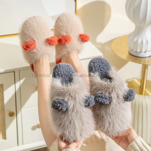 Women's Indoor Home for <b>Slippers</b> Comfy Memory Foam Woolen Winter Warm Fuzzy Plush Cute Fluffy Design Soft Embroidered Sp - Product Image 1
