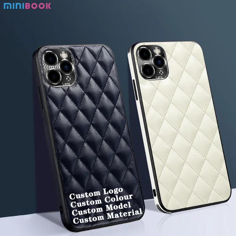 Minibook Rhombic Grain Pu Leather Cellphone Case For Iphone 12 Leather Phone Case For Iphone 12 Pro Leather Case 12Mobile Cover