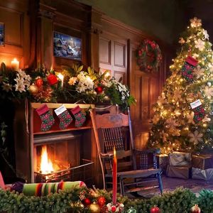 Adorno de Navidad para Árbol, Calcetín de Tela de 9 Pulgadas, Adorno Colgante para Fiesta de Navidad, Calcetín con Copo de Nieve y Cuadros, Color Personalizado, Año Nuevo, Navidad - Product Image 2