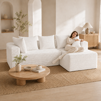 Canapé convertible en L avec revêtement en chenille, coussins rembourrés en éponge, 3 places, canapé compressé, idéal pour villa moderne et appartement