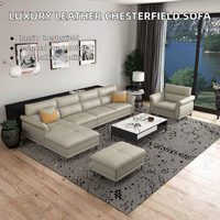 Canapé Chesterfield en cuir véritable, style classique moderne et luxueux, trois places, rectangulaire, modulaire, pour salon de villa, confort réglable