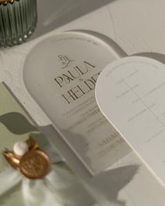 Enveloppe à moitié pliée personnalisée en forme d'arche ou de rectangle de luxe feuille d'or carte d'invitation de mariage en acrylique d'Europe - Product Image 2