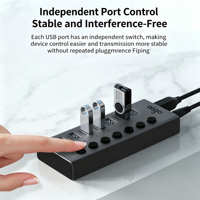 Hub USB-C multiport alimenté par USB3.0, répartiteur USB 7 ports, connexion sans pilote pour accessoires d'ordinateur portable et de bureau