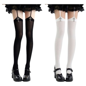 Collants à bretelles en forme de croix pour femmes, printemps et automne, collants longs imprimés de style japonais Y2k, sous-culture - Product Image 1