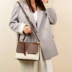 Sac à bandoulière pour femme en cuir, nouveau design 2026, avec fermoir tendance et couleurs contrastées, sac à main pour femme - Product Image 5