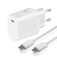 Ensemble de câble de chargeur PD 30W, fabrication directe, type C, charge rapide, chargeur de téléphone portable avec câble C-C 1M 3A 60W pour iPhone Samsung