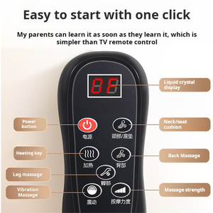 Almohada de masaje de vibración de calefacción de presión de aire portátil rodillo eléctrico sofá de cuerpo completo cojín de masaje de cuello y espalda - Product Image 4