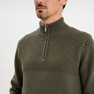 Reliable <b>Men's</b> Ribbed Collar Trucker Neck Zip-Up <b>Cardigan</b> Sweater Breathable Comfortable Fit Winter Daily Wear - Product Image 2