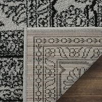 200x300cm Großer Teppich - Silber & Schwarz Orientalisches Medaillon-Muster, Polypropylen Kurzflor-Teppich, Nicht-Haarender & Pflegeleichter Teppich